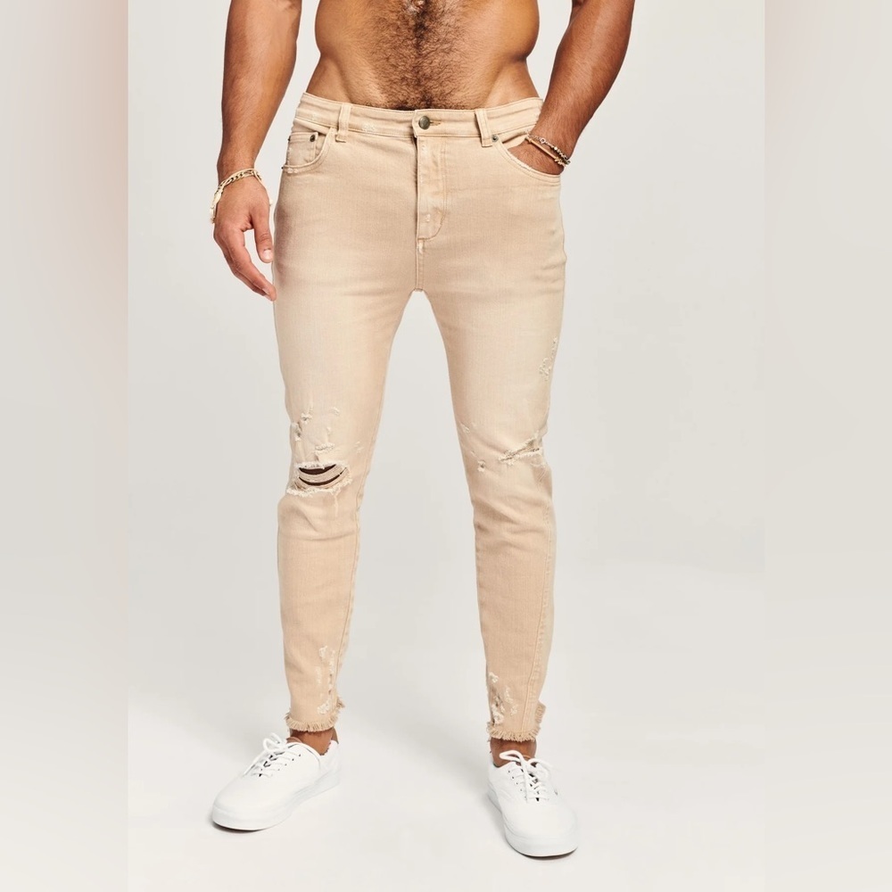 SER.O.YA Diego Tapered Cropped Jeans In Sand Dune - Picture 2 of 6